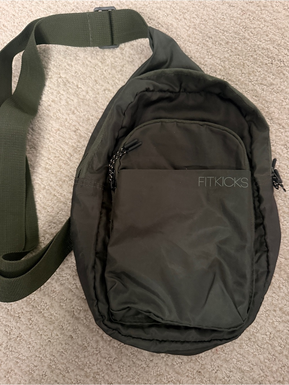Olive Green FitKicks Sling Crossbody Bag festival, hiking, travel